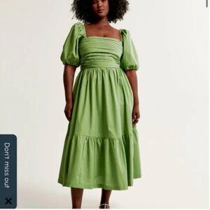 Abercrombie Emerson Poplin Puff Sleeve Midi Dress Medium Tall